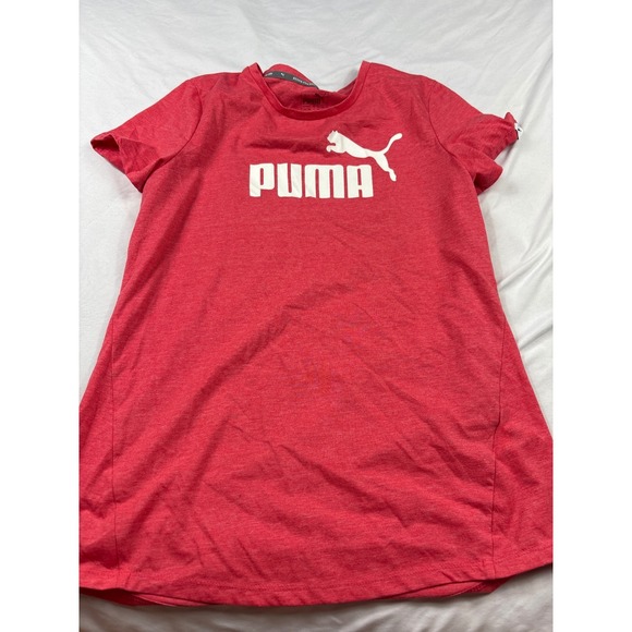 Puma Tops - Puma Womens Big Logo Graphic T-Shirt Red Heathered Short Sleeve Active Tee L